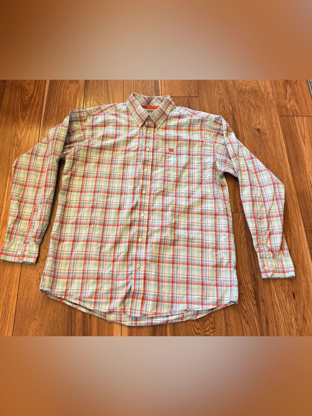 Cinch Men’s Plaid Button-Down Shirt - Light Blue & Red